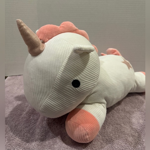 Hobby Lobby Corduroy Squishy Unicorn Plush Toy 18” White & Pink Retired - Picture 1 of 7